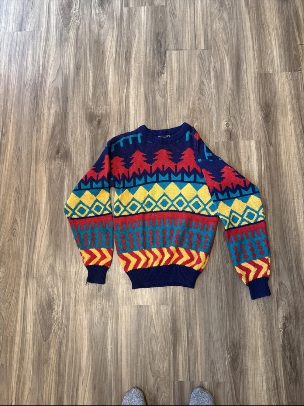 Vintage Sasson kids Color Block Holiday Sweater 14-16L